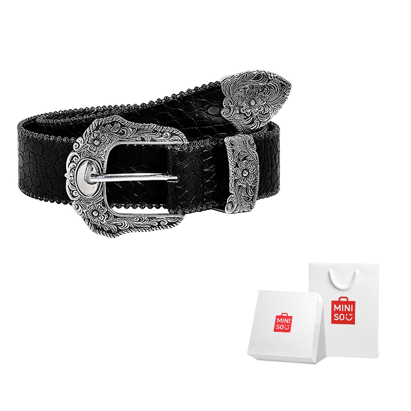 

Ремень PU искусственная кожа Unisex 3,5 см MINISO, черный