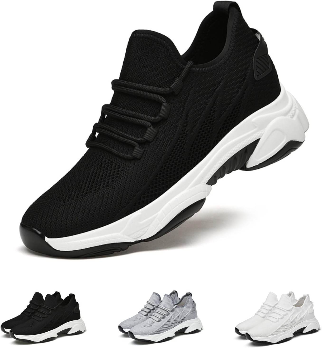 

Мужские кроссовки для увеличения роста на 10 см, скрытые высокие туфли, дышащая сетка, легкие повседневные обувь с подъемом для мужчин Generic, черный