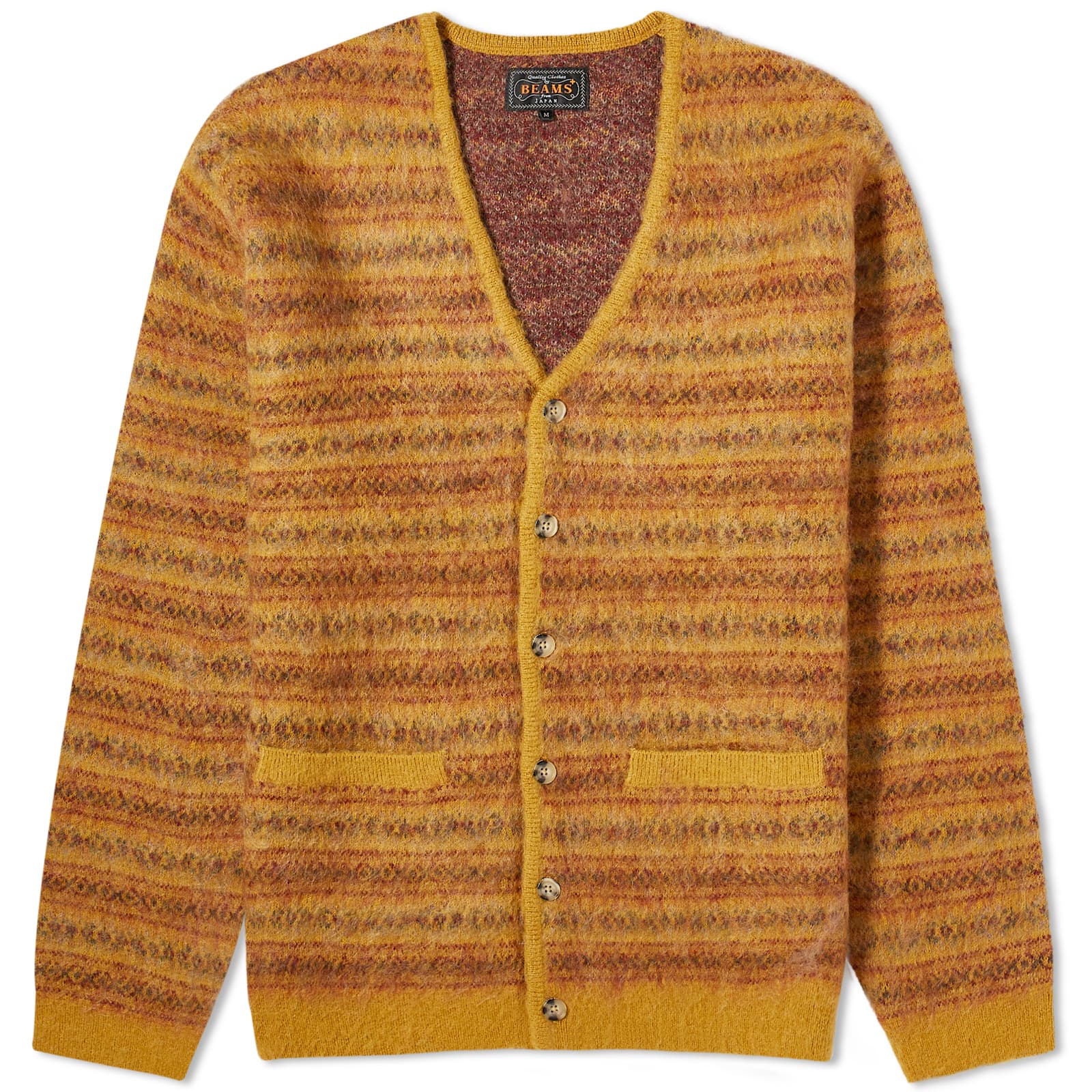 

Кардиган Beams Plus Fairisle Jacquard Mohair, цвет Mustard