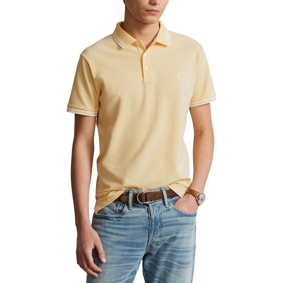Футболка поло мужская бежево-желтая Polo Ralph Lauren — фото 4