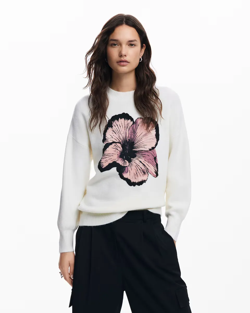 

Женский свитер с контрастными цветами Desigual, белый
