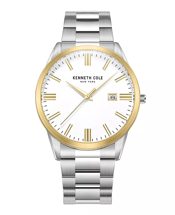

Мужские современные классические часы с серебристым браслетом из нержавеющей стали 42 мм Kenneth Cole New York, silver