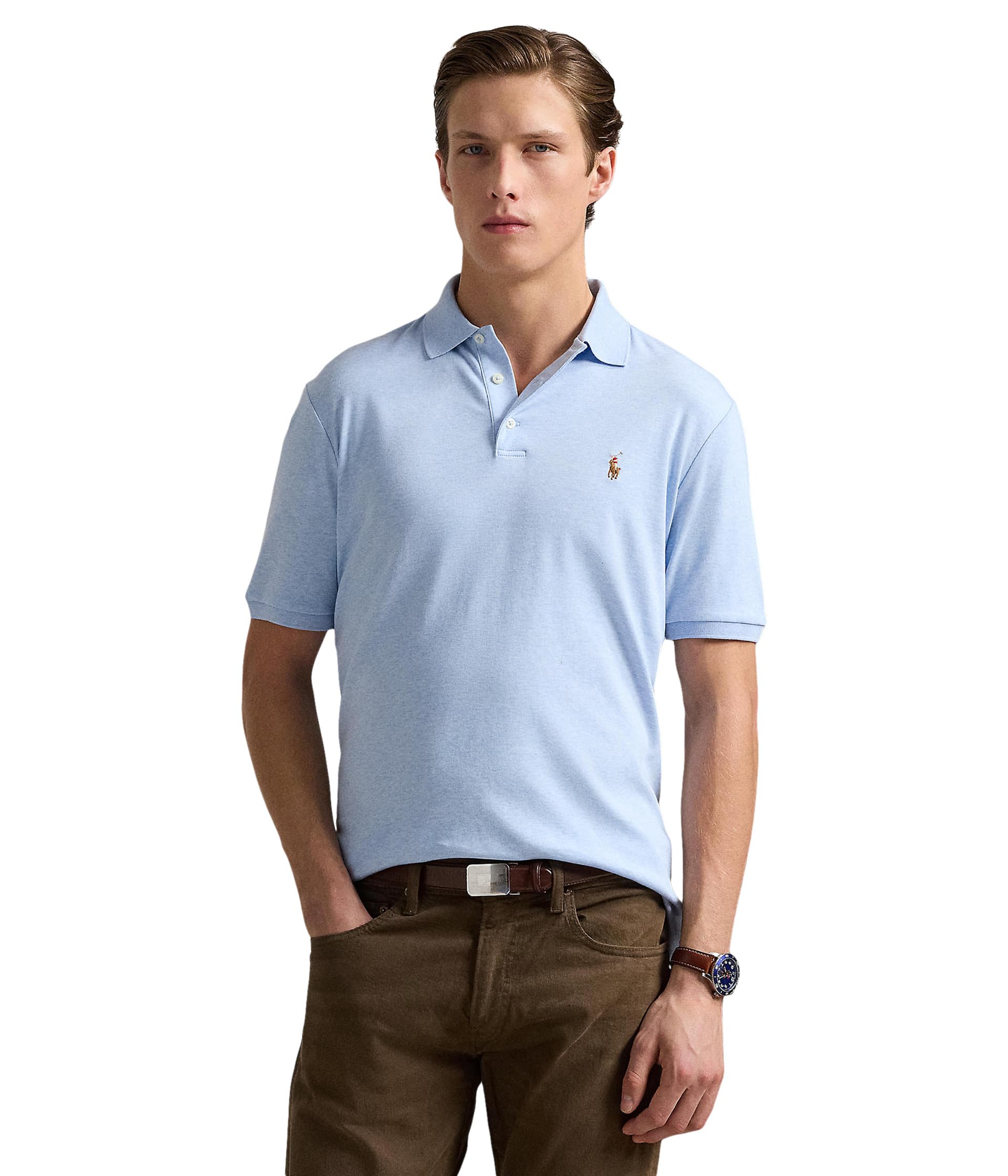 

Поло Polo Ralph Lauren Classic Fit Soft Cotton Polo Shirt, цвет Office Blue Heather