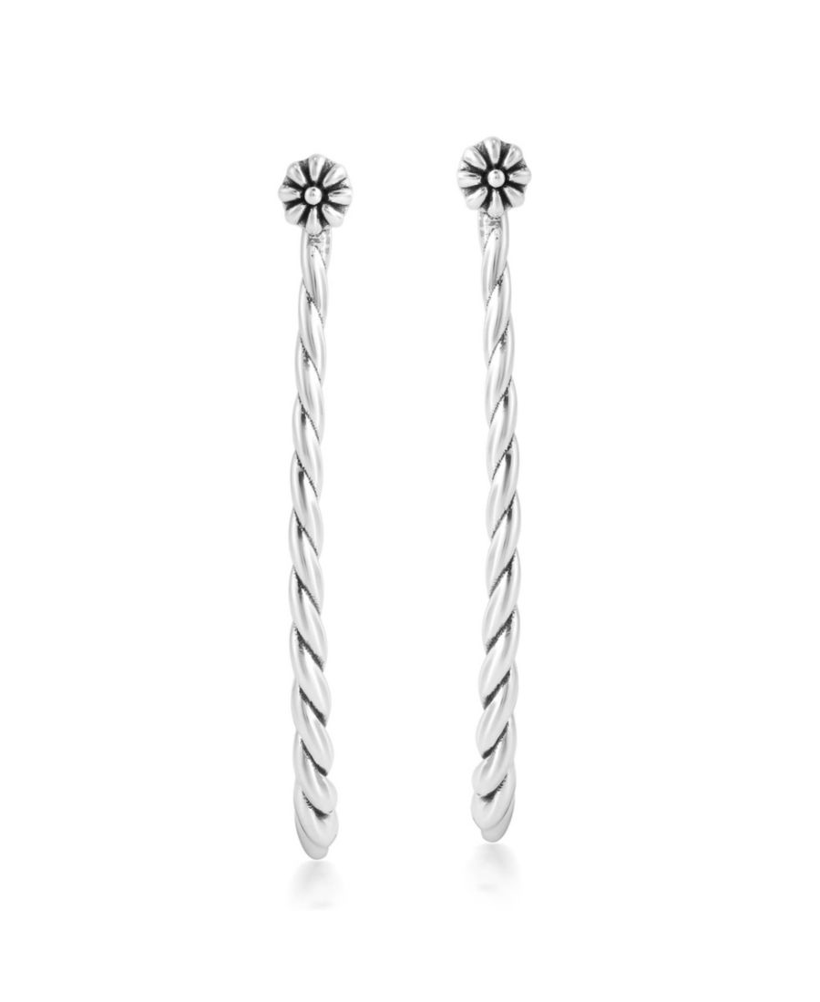 

Серьги-кольца из стерлингового серебра в форме удлиненного овального шнура с текстурой веревки American West Jewelry, Silver