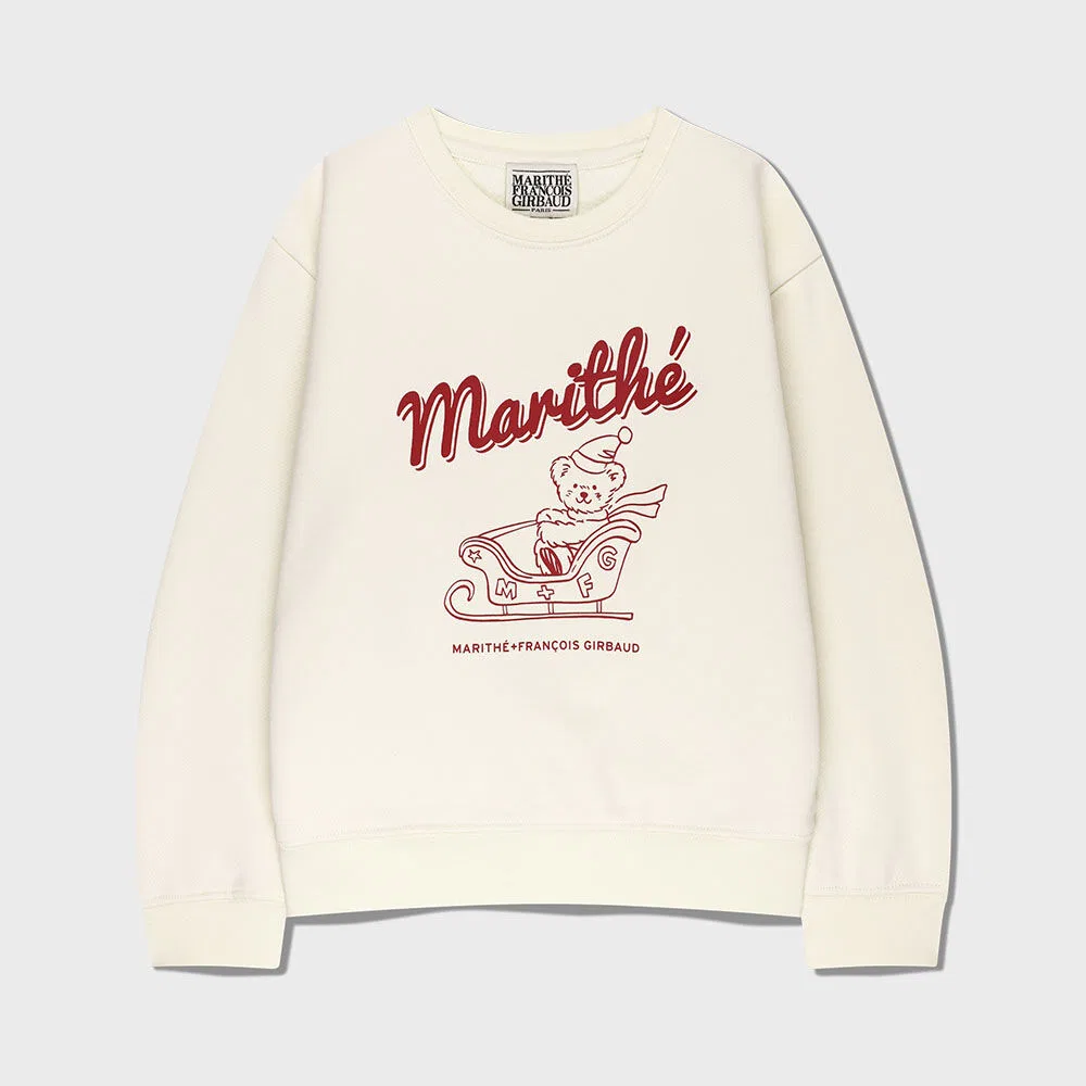 Детский свитшот с начёсом Holiday кремового цвета от Marithé Kids — фото 2