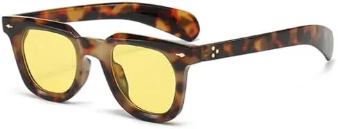 

Квадратные солнцезащитные очки для женщин с заклепками, в стиле ретро-панк, для мужчин, градиентные желтые солнцезащитные очки UV400 MTZJH, Leopard Yellow