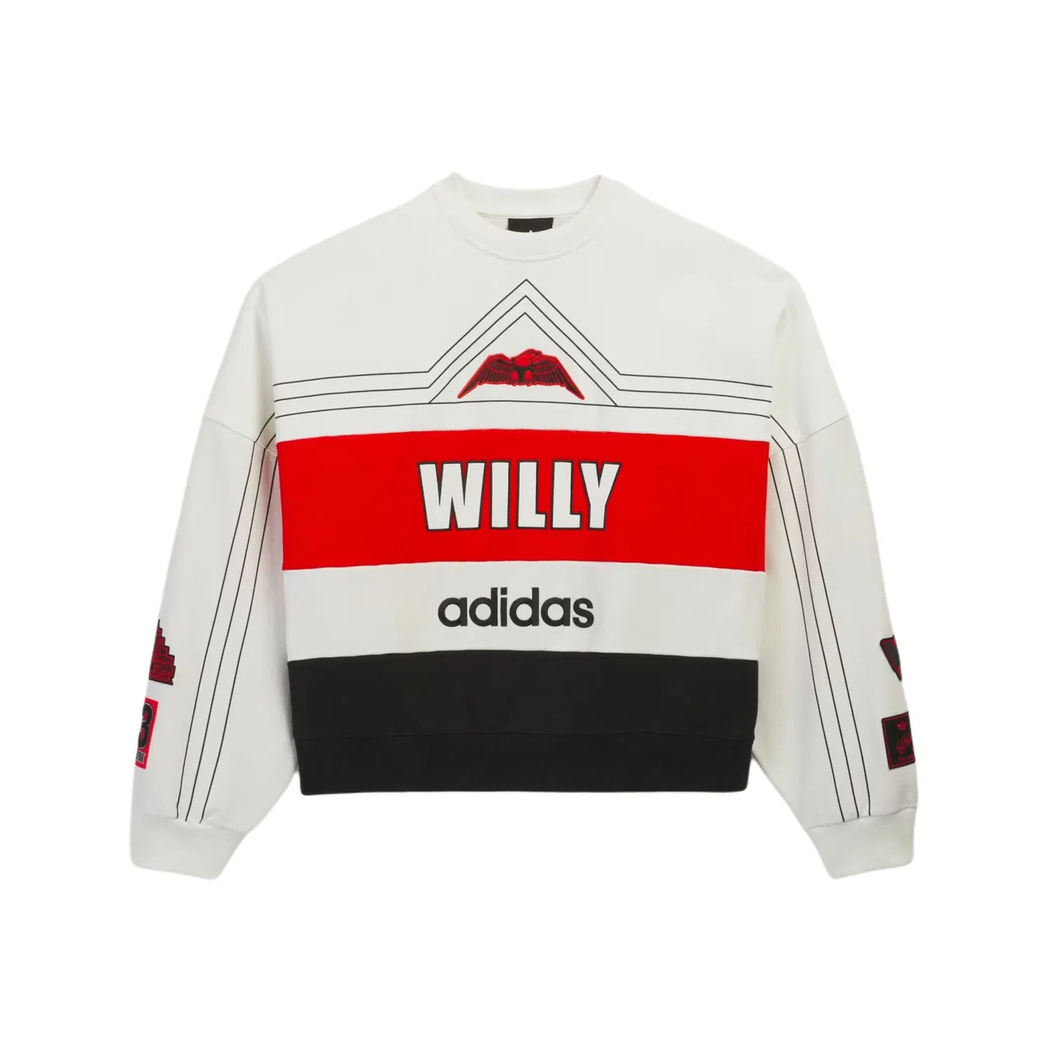 Свитшот Adidas Originals x Willy Chavarria Unisex, белый/красный/черный — фото 2
