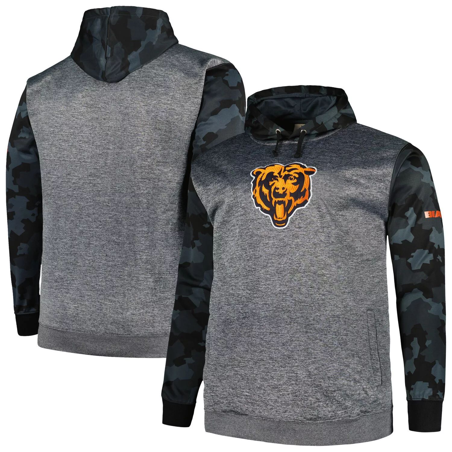 

Мужской пуловер с капюшоном с камуфляжным принтом и логотипом Heather Charcoal Chicago Bears Big & Tall Fanatics