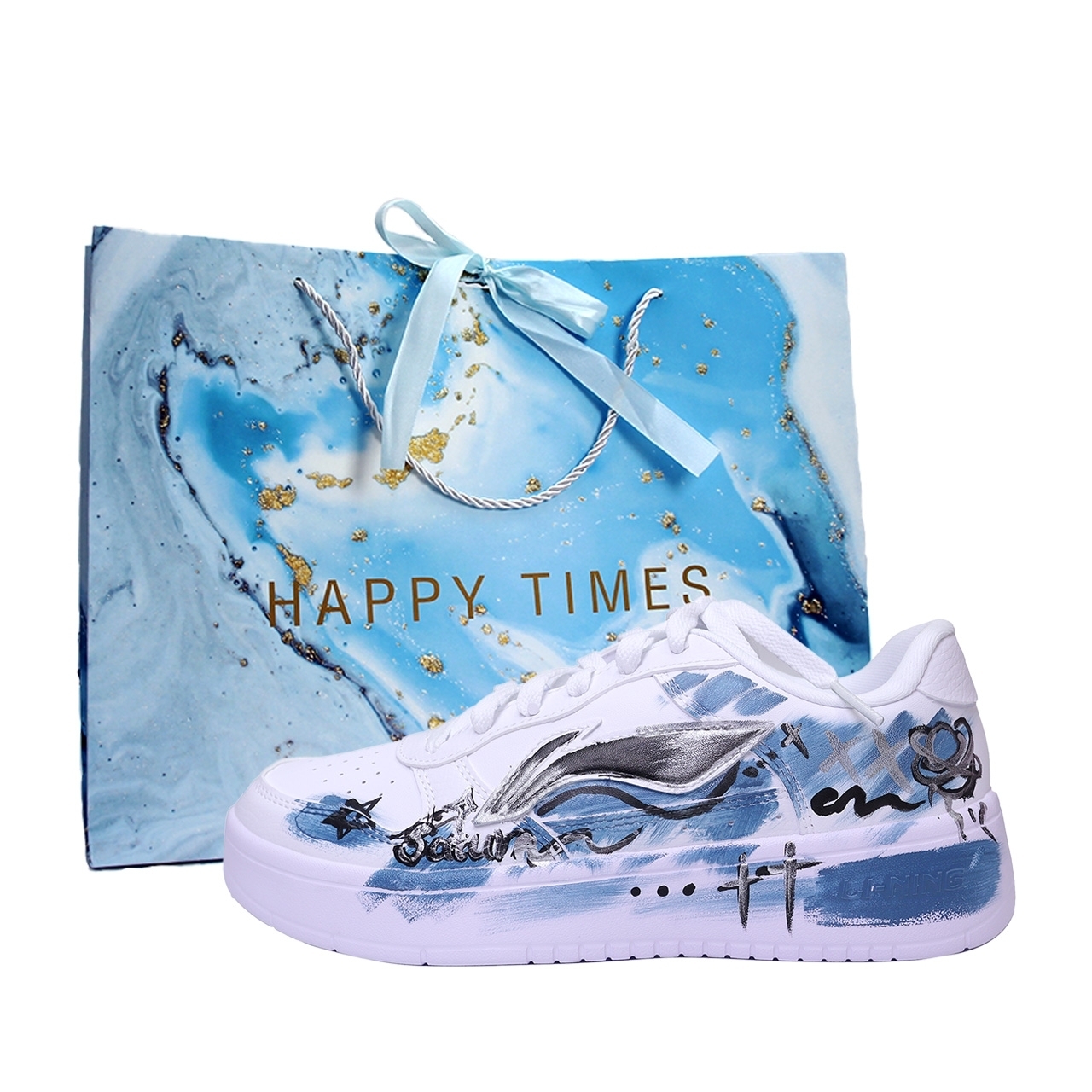 

Понтонные лодки легкие и дышащие низкие кроссовки для скейтбординга unisex LINING, синий серый