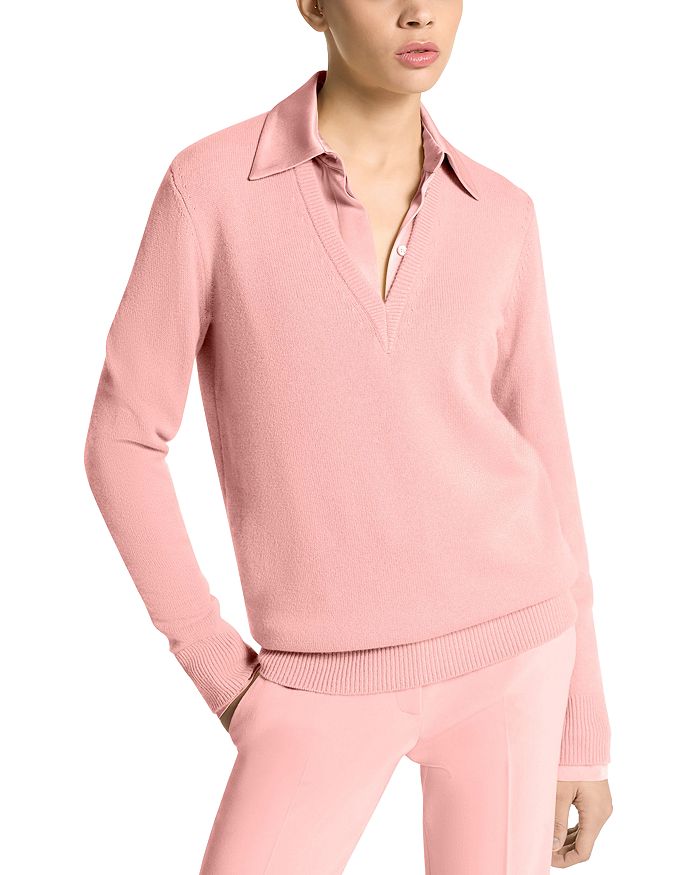 

Кашемировый свитер с V-образным вырезом Michael Kors Collection, розовый