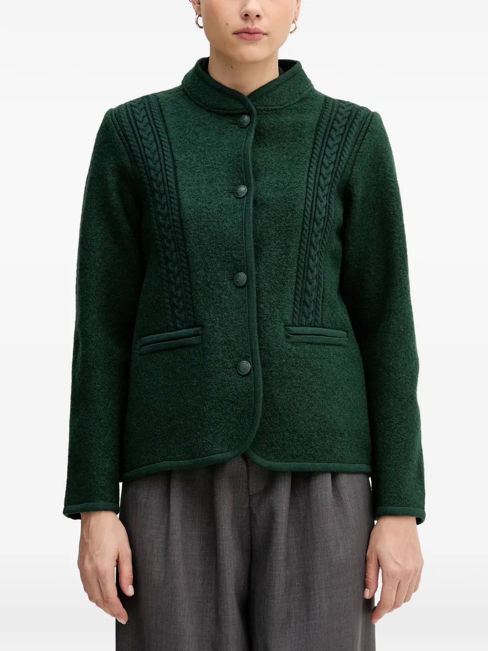 

Жакет с плетеной отделкой и на пуговицах Hoss Intropia, зеленый