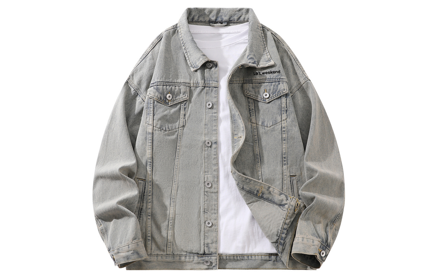 

LA'T.WEEKEND Джинсовая куртка осенняя унисекс, Yellow Mud Lapel