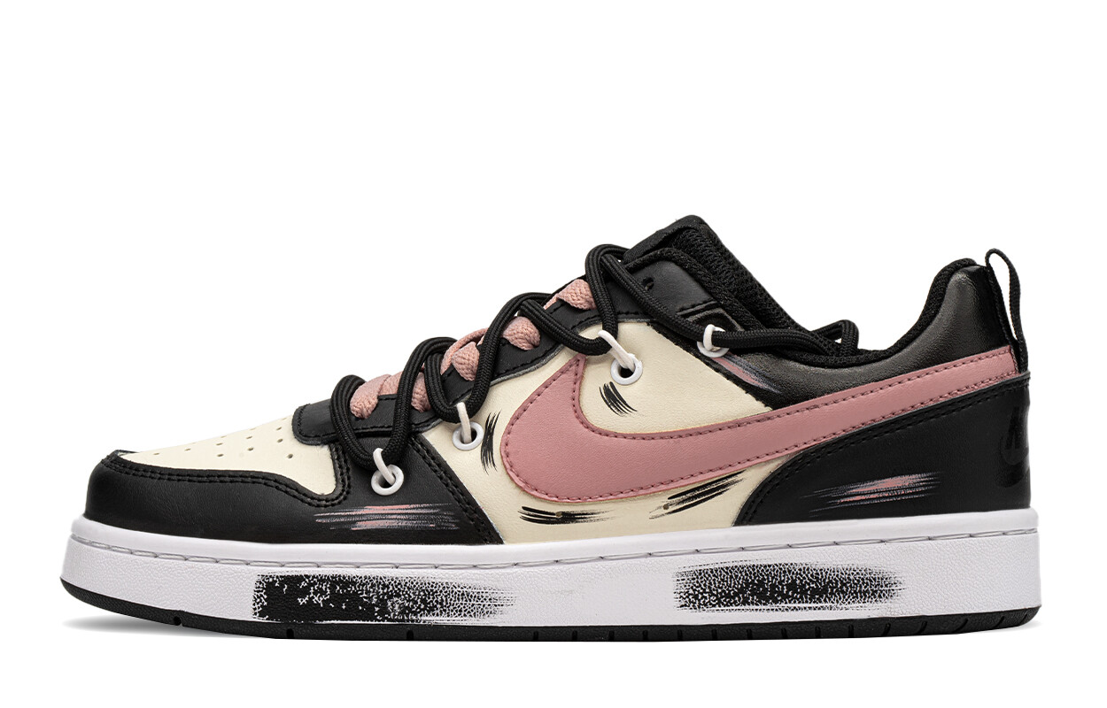 

Кроссовки Nike Court Borough Skateboard Shoes Women's Low-Top Black Pink, Черный, Кроссовки Nike Court Borough Skateboard Shoes Women's Low-Top Black Pink