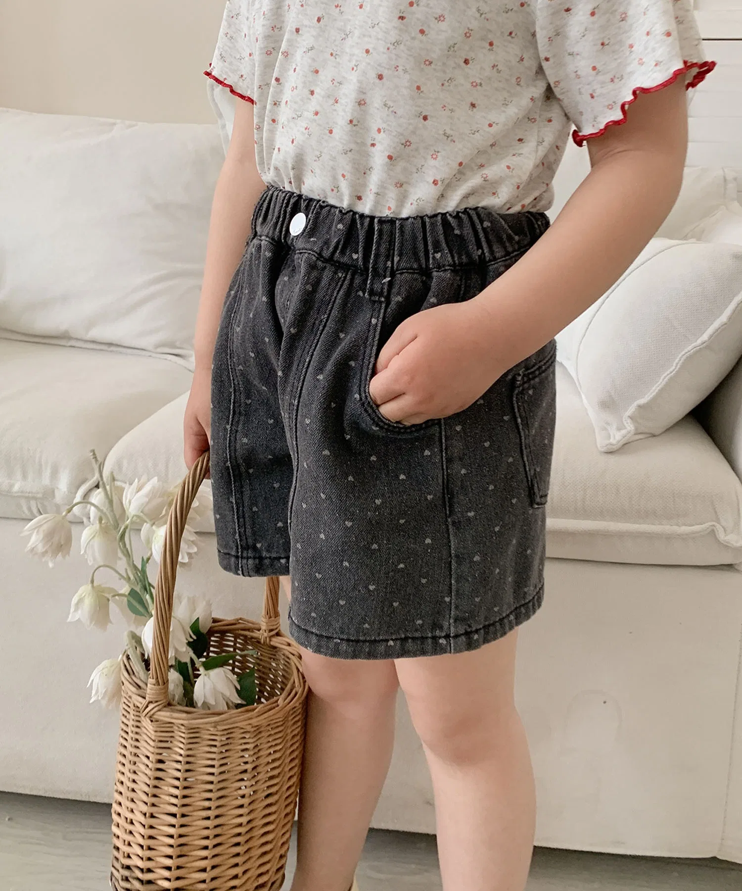 【aimoha-KIDS-】Детские джинсовые шорты в горошек — фото 4