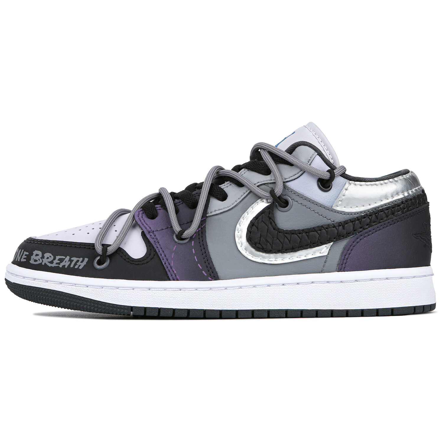 

Кроссовки Air Jordan 1 Vintage Basketball Shoes Unisex Low-top Black/purple/gray, фиолетовый
