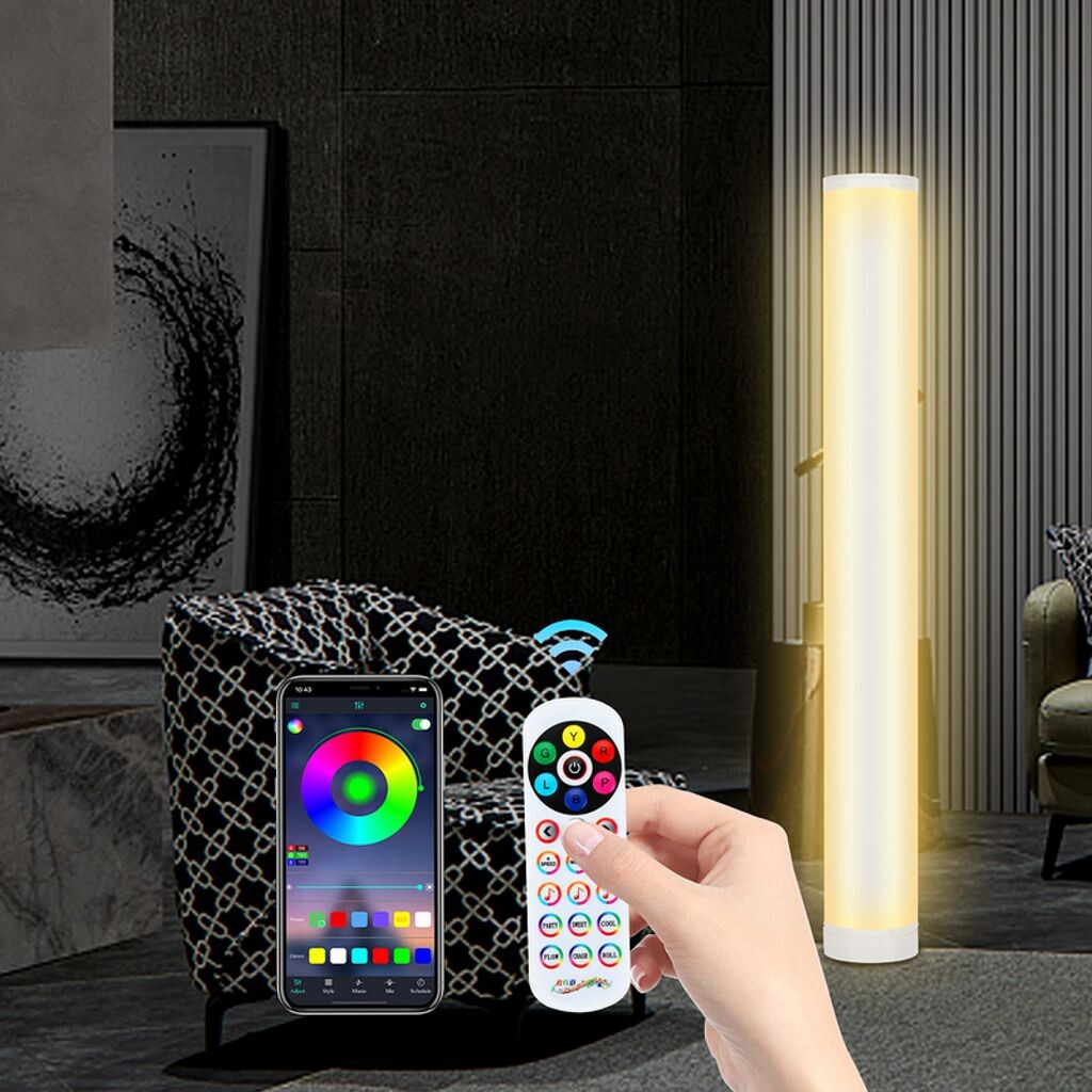 

Jiubiaz 2x 6W Светодиодный торшер угловой светильник RGB Торшер с изменяющимся цветом и дистанционным управлением, мультиколор