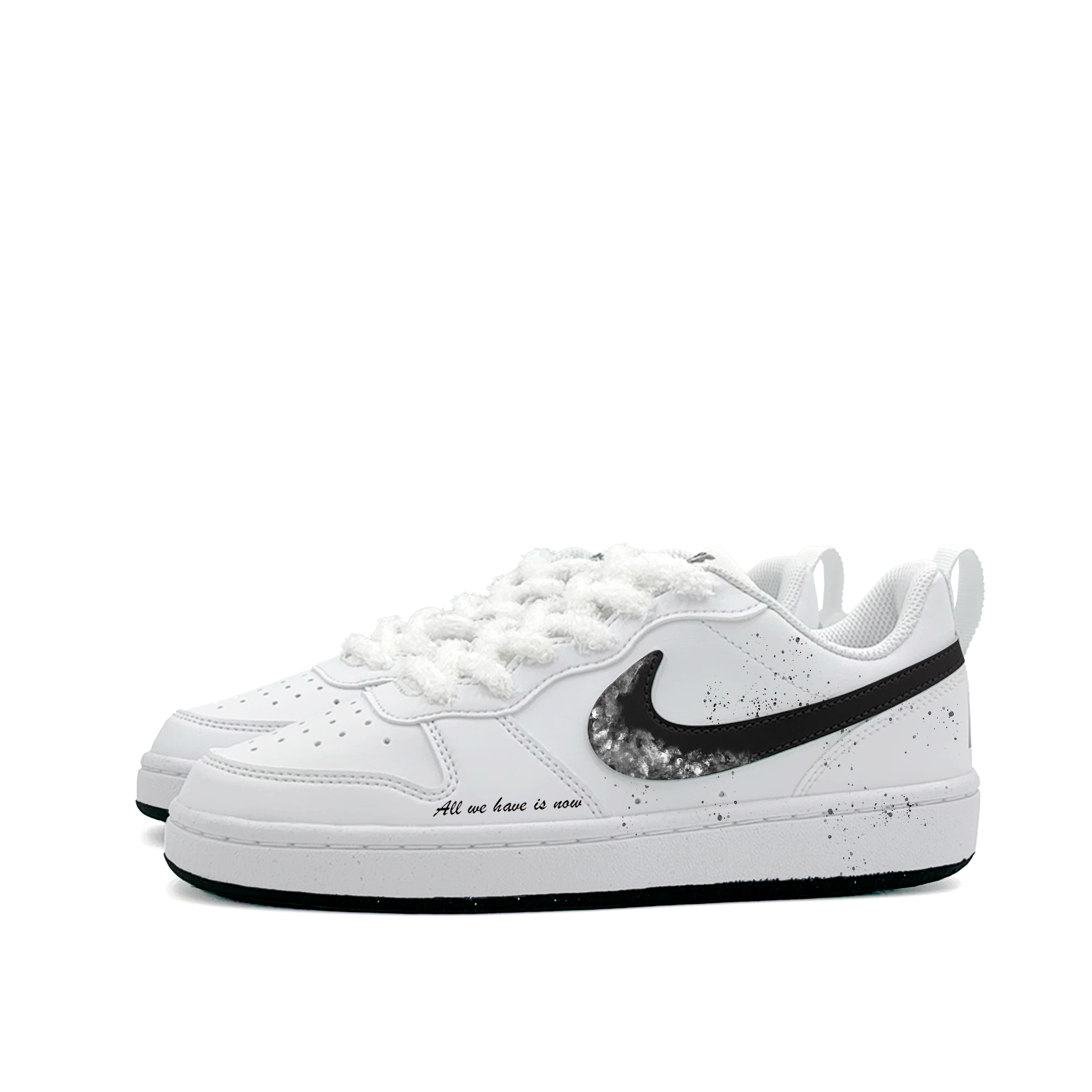 Nike Кроссовки для скейтбординга Court Borough Shake And Listen To The Mountain Moon Low top для детей черно-белые — фото 4