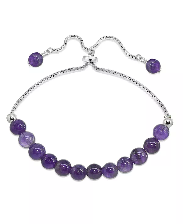 

Регулируемый браслет из натуральных камней и серебряной пластины Macy'S, amethyst