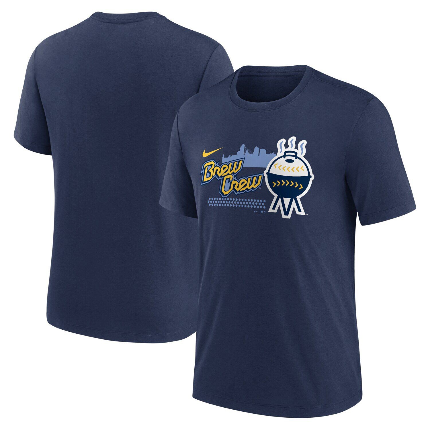 

Мужская темно-синяя футболка Milwaukee Brewers City Connect Tri-Blend Nike, Синий, Мужская темно-синяя футболка Milwaukee Brewers City Connect Tri-Blend Nike