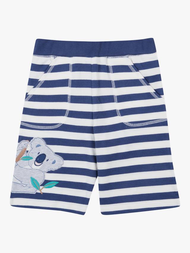 

Детские солнечные шорты с аппликацией из органического хлопка Frugi, цвет Navy Big Stripe