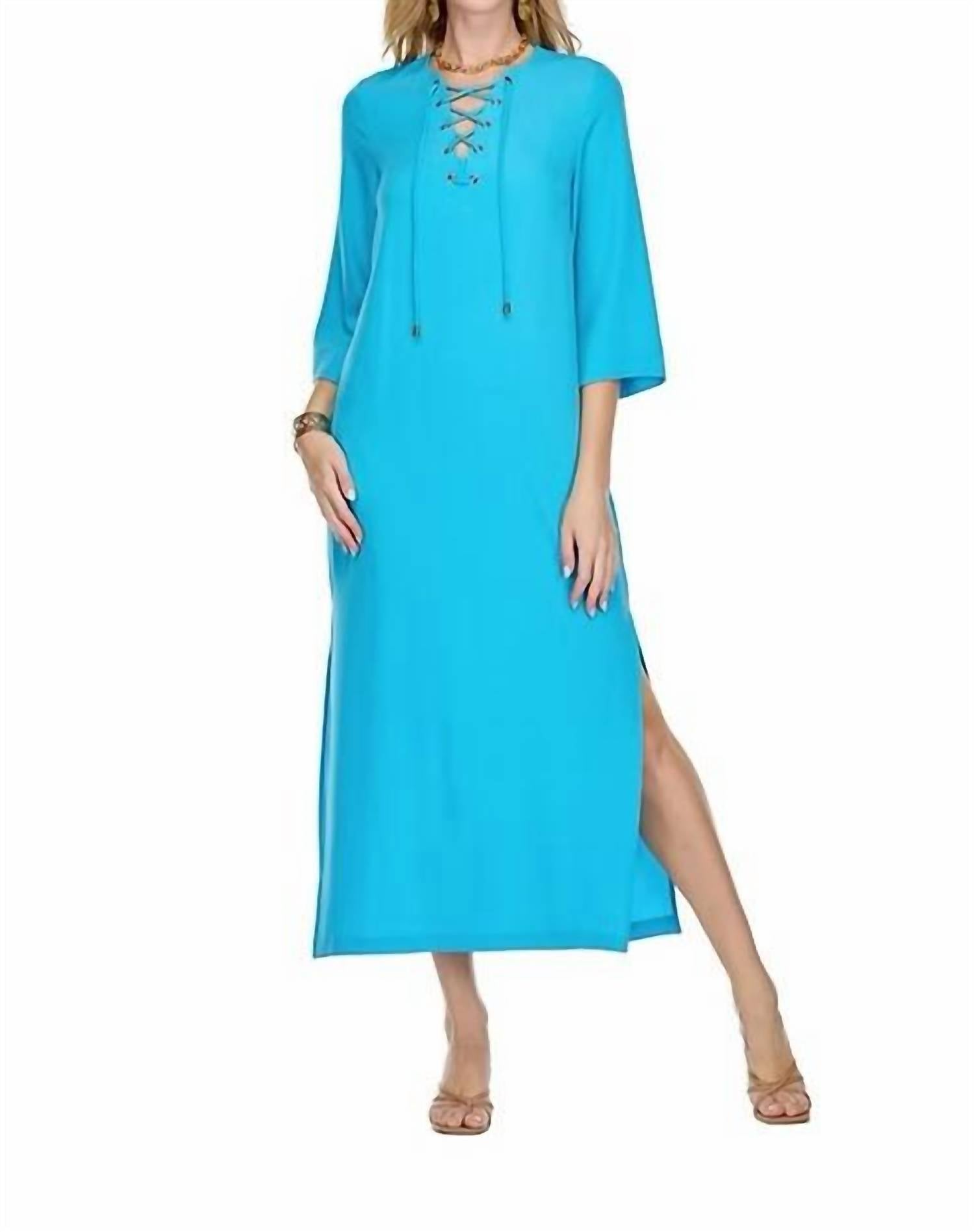 

Платье макси со шнуровкой бирюзового цвета Jade, бирюзовый