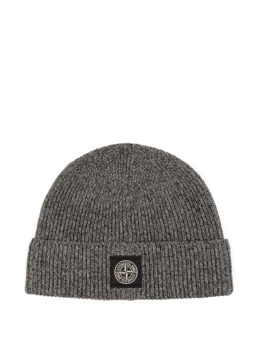 

Шапка бини в рубчик с нашивкой-логотипом Stone Island, серый