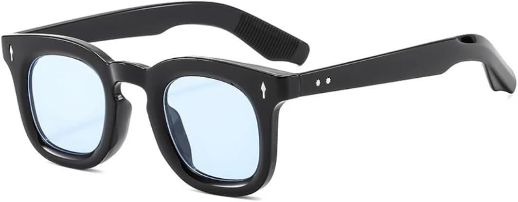 

Модные маленькие квадратные солнцезащитные очки для женщин в стиле ретро с заклепками, конфетные оттенки, защита от УФ-излучения UV400, для мужчин в стиле панк TVTBBVV, Black Blue