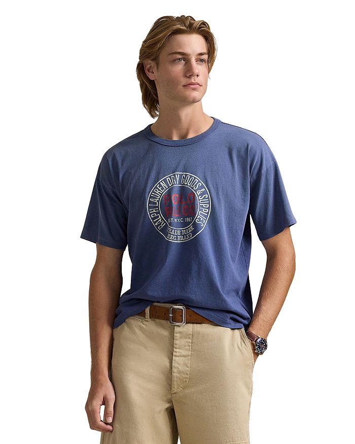 

Футболка Classic Fit с графическим принтом из джерси Polo Ralph Lauren, синий