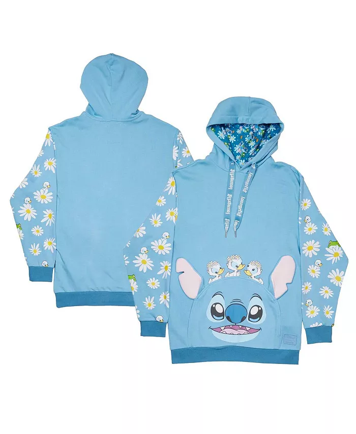 

Мужская и женская голубая толстовка с капюшоном Lilo and Stitch Springtime Daisy Loungefly