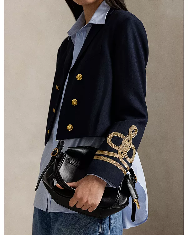 Двубортный укороченный шерстяной жакет Ralph Lauren, синий — фото 4