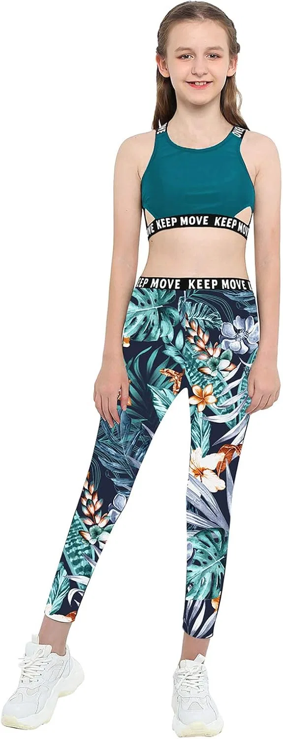 Детский спортивный костюм с топом и леггинсами YONGHS, Blue Floral
