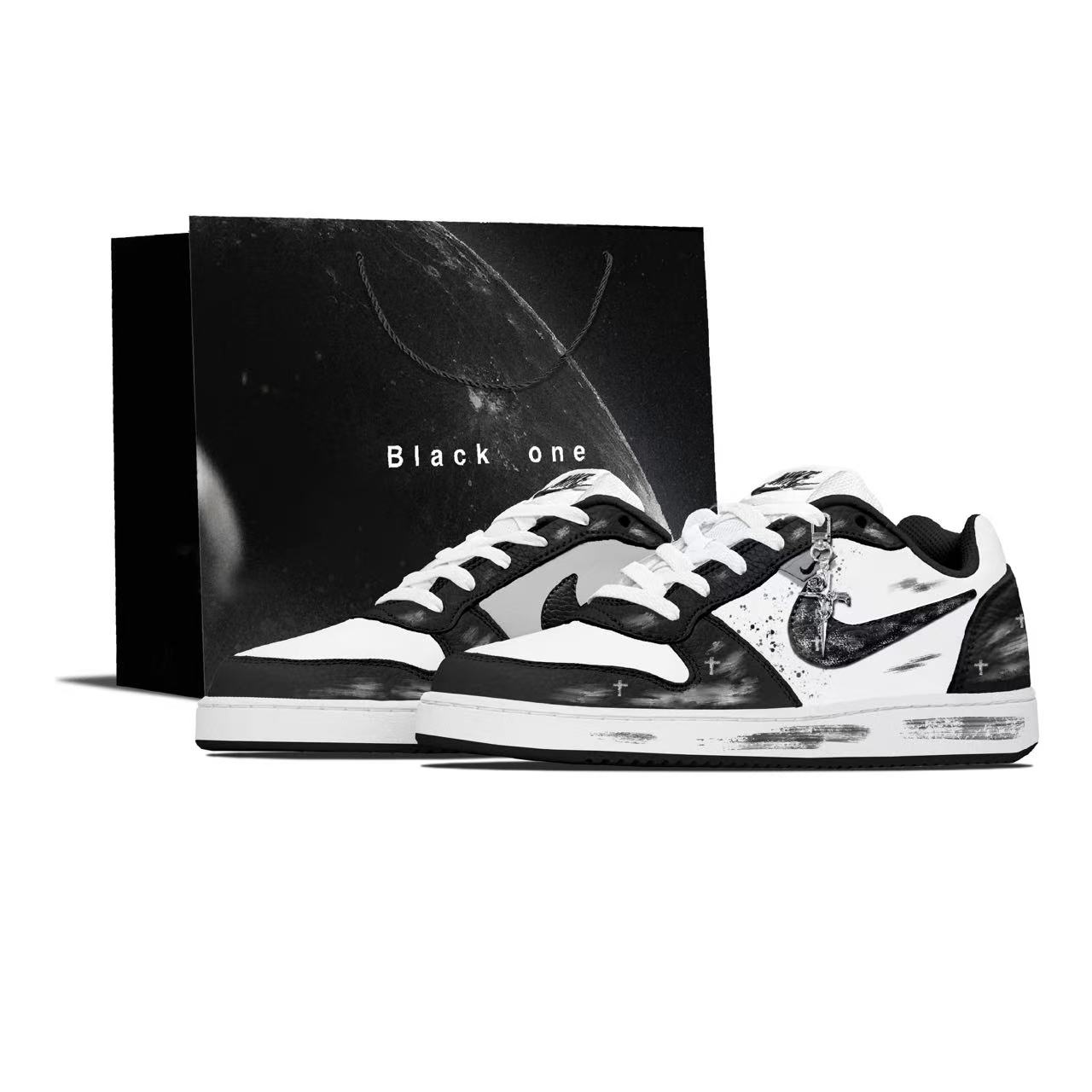 

Nike Кроссовки для скейтбординга EBERNON Gothic Knight Waterproof Cushioning Abrasion Resistant низкие мужские черно-белые