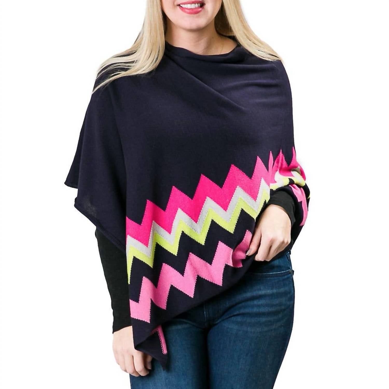 

Пончо Adele с круглым вырезом в цвете "морской волны"/синий/розовый Top It Off