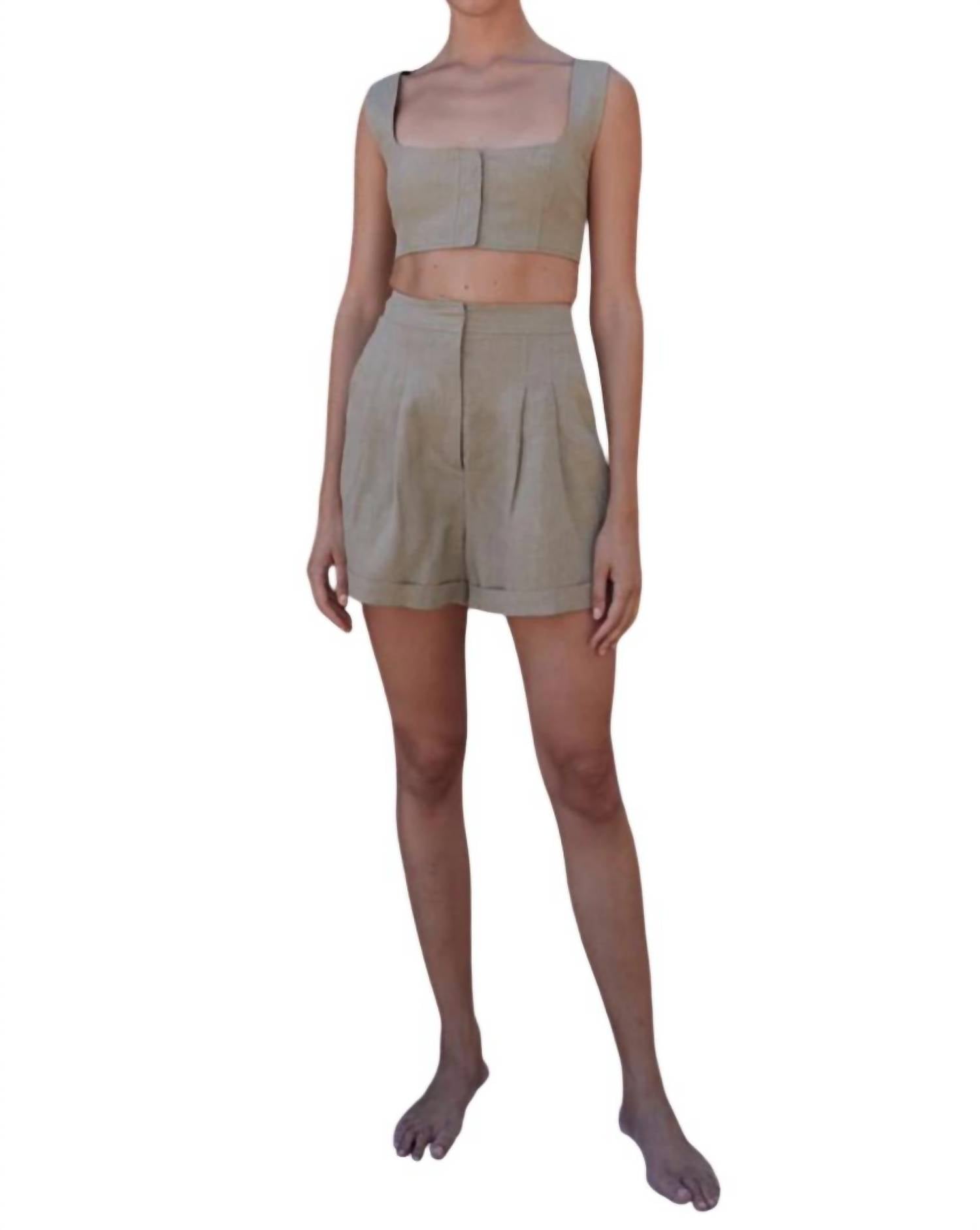 

Шорты Cesare из льна в цвете хаки Le Kasha