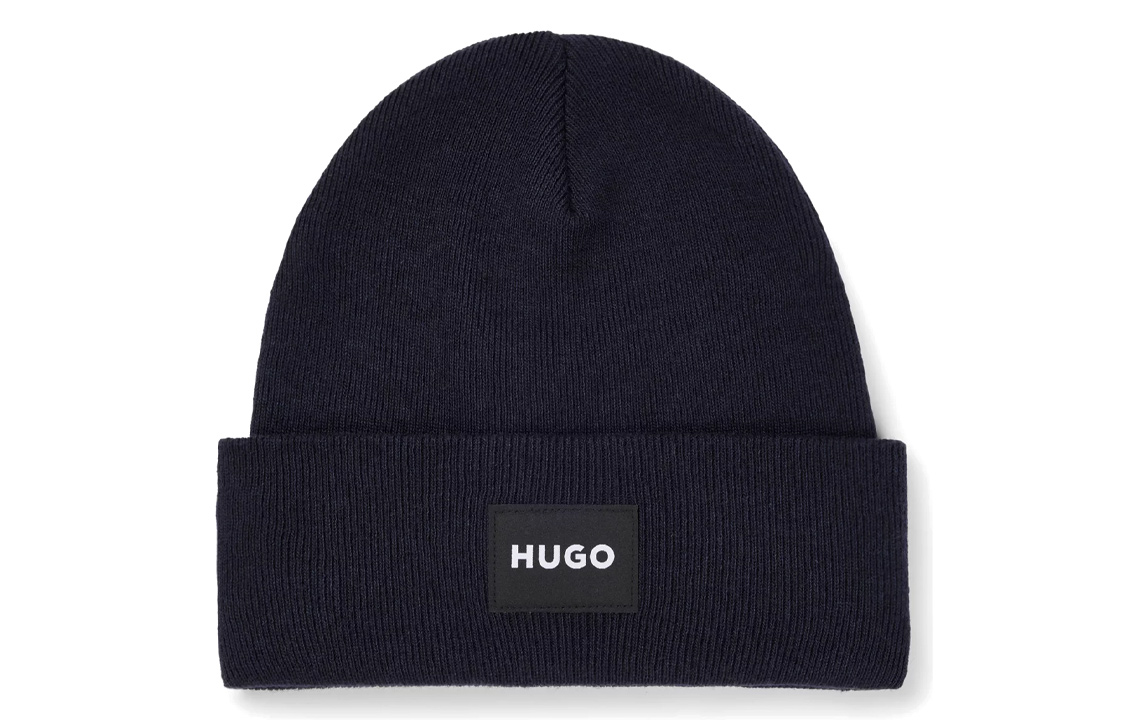 

HUGO BOSS Хлопковая мужская шапка-бини черная, Black