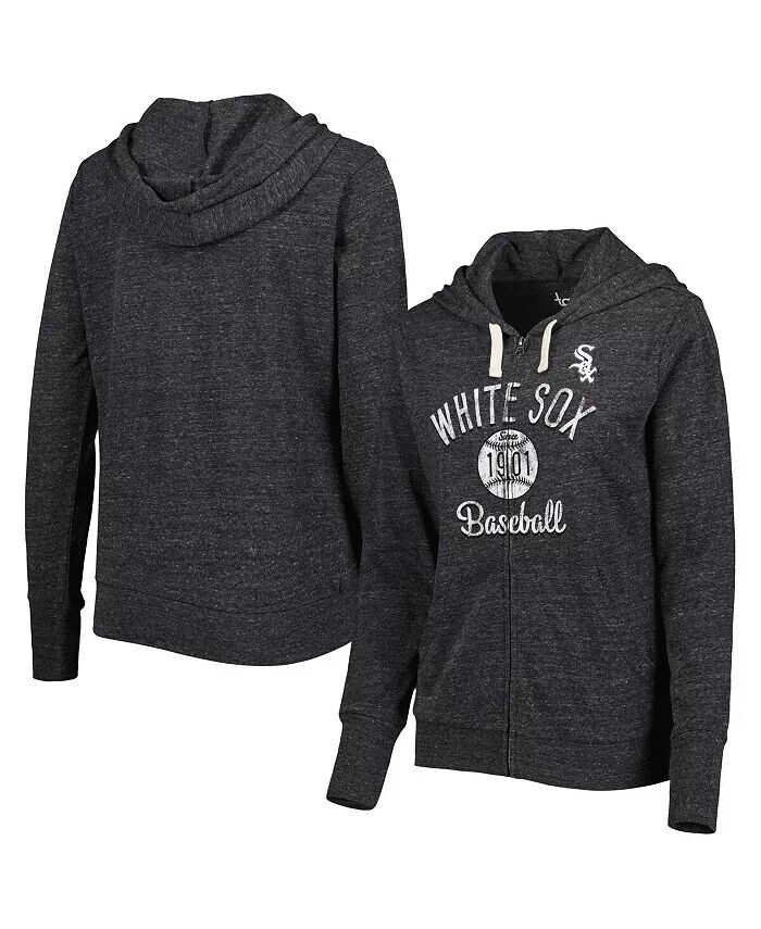 

Женская черная толстовка с молнией во всю длину Chicago White Sox Training Camp Tri-Blend Touch