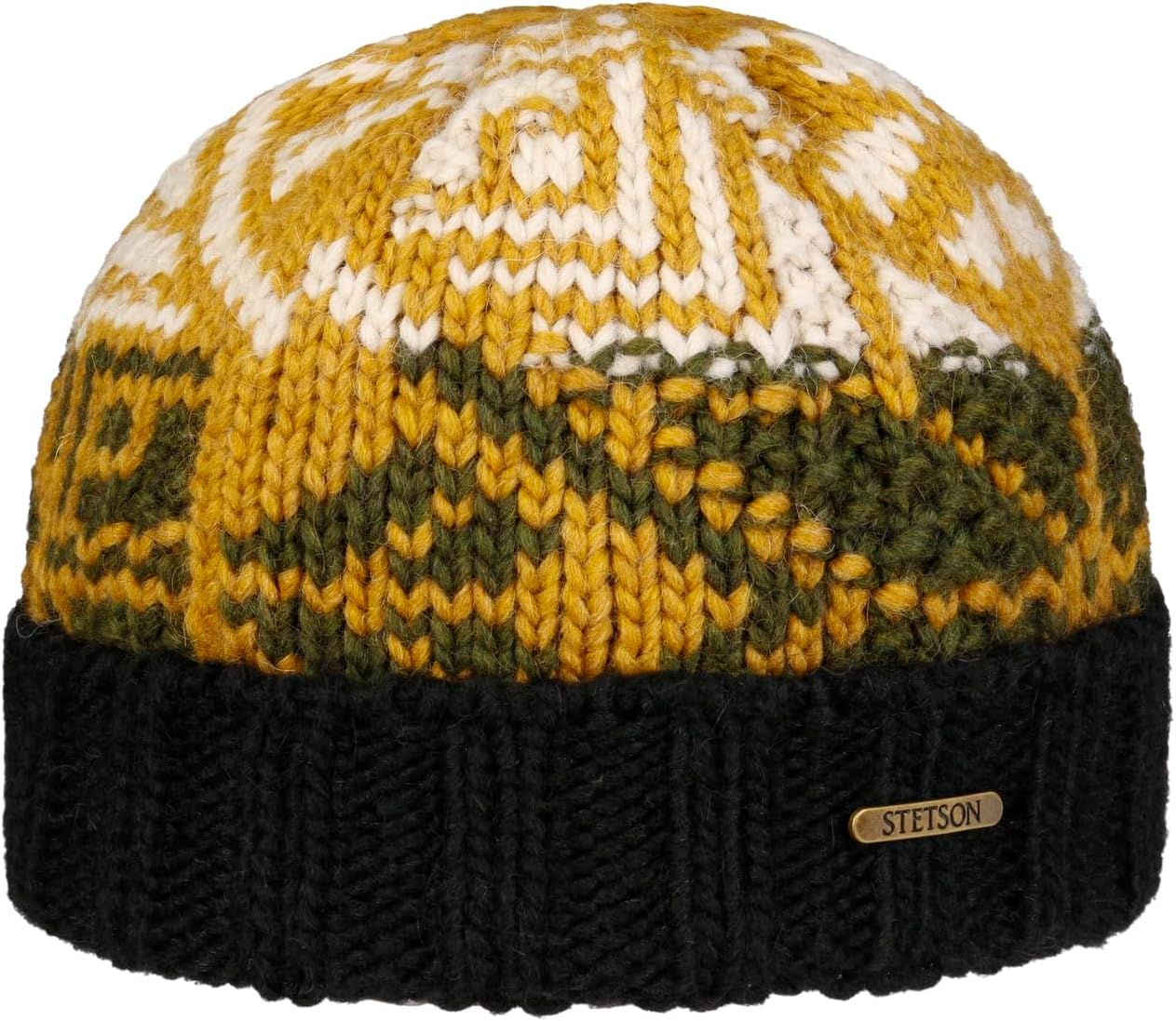 

Вязаная шапка Stetson Sandvika Beanie, сделано в Италии, мужская, осень-зима, Black-Yellow