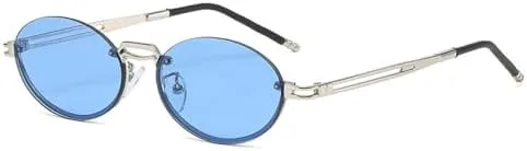 

Модные коричневые круглые овальные солнцезащитные очки без оправы для женщин, ретро-очки, квадратные круглые солнцезащитные очки для мужчин UV400 2027 года MTZJH, C6