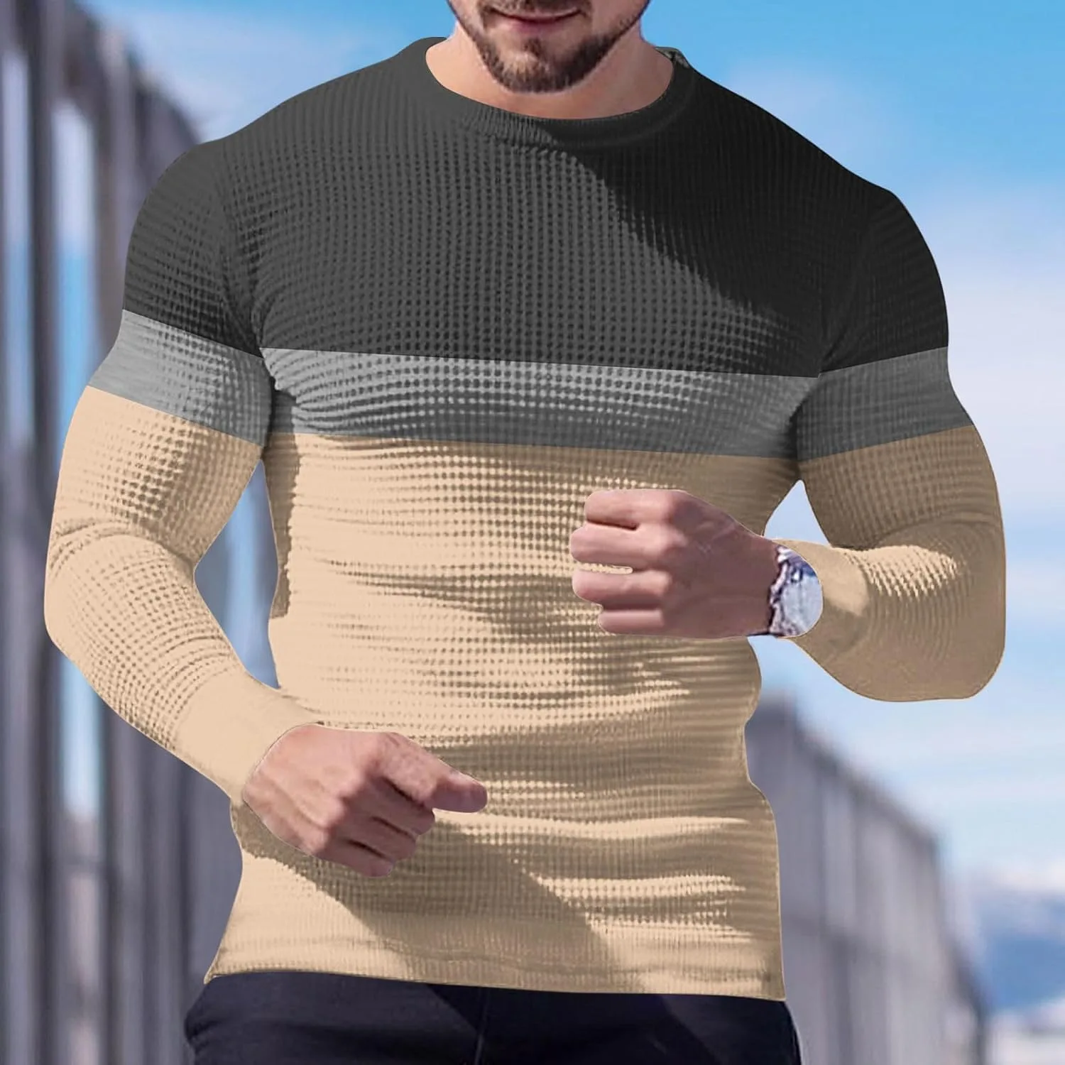 Мужская рубашка с длинным рукавом Casual Loose Fit Color Block — фото 3