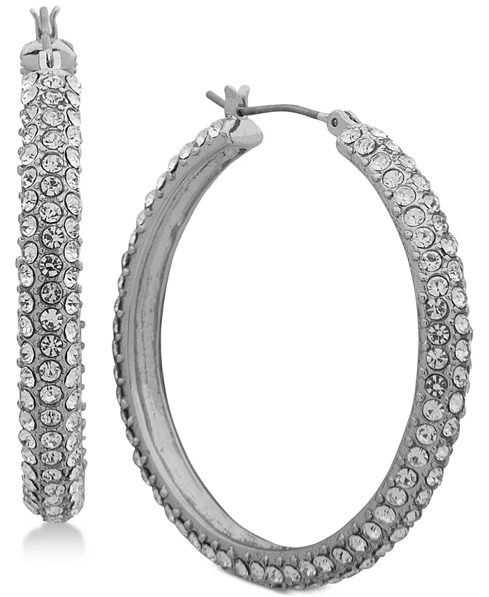 

Серьги-кольца с микро-паве 1 2/3 дюйма DKNY, серебряный