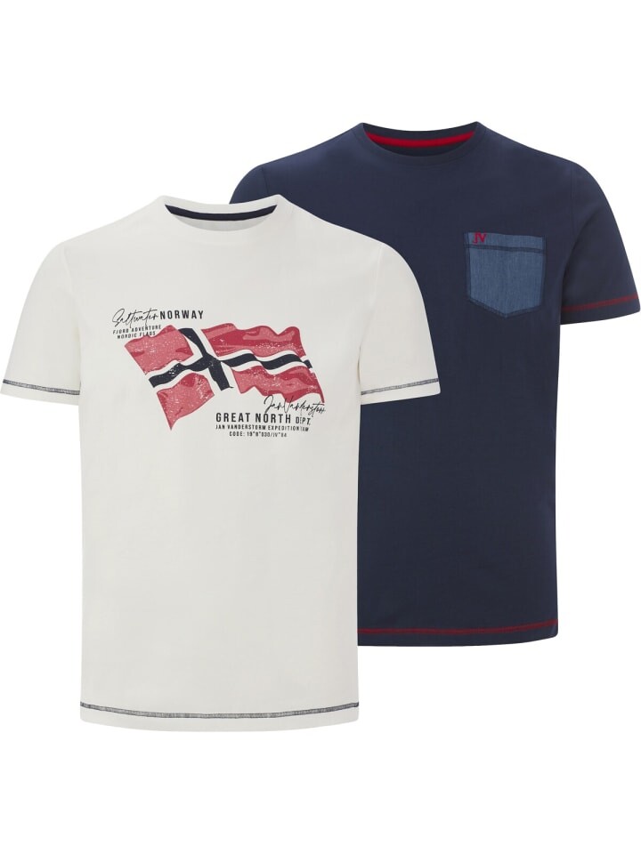 

Футболка Jan Vanderstorm Doppelpack T-Shirt BALDEN, цвет weiß dunkelblau