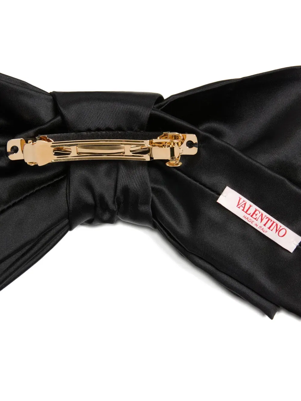 Атласная заколка для волос в виде бантика Valentino Garavani, черный — фото 3
