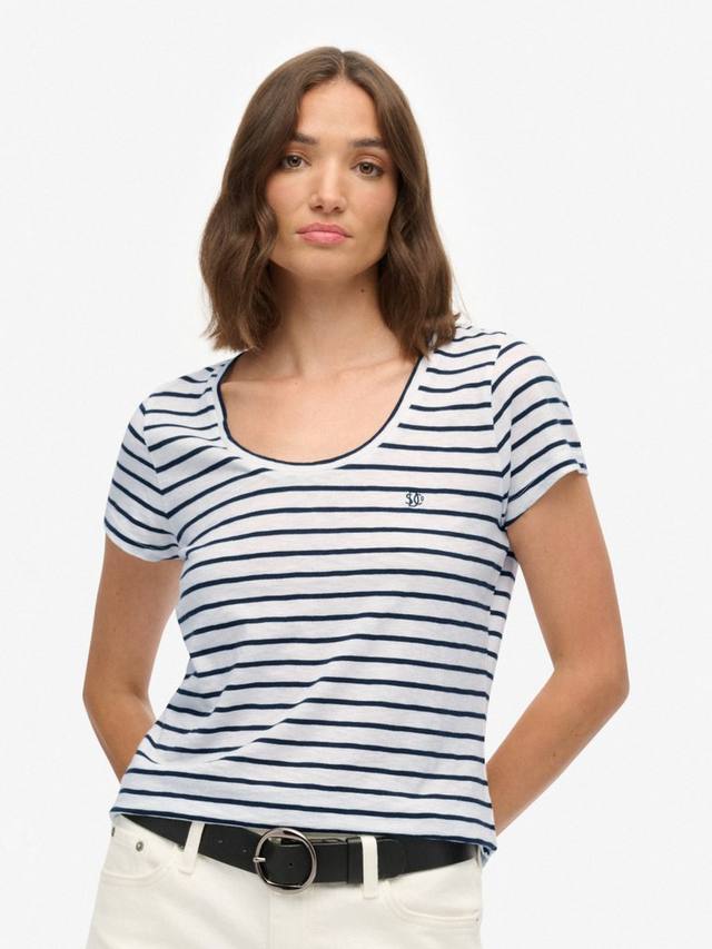 

Футболка Studios с круглым вырезом и полосками Superdry, Optic/Navy Stripe