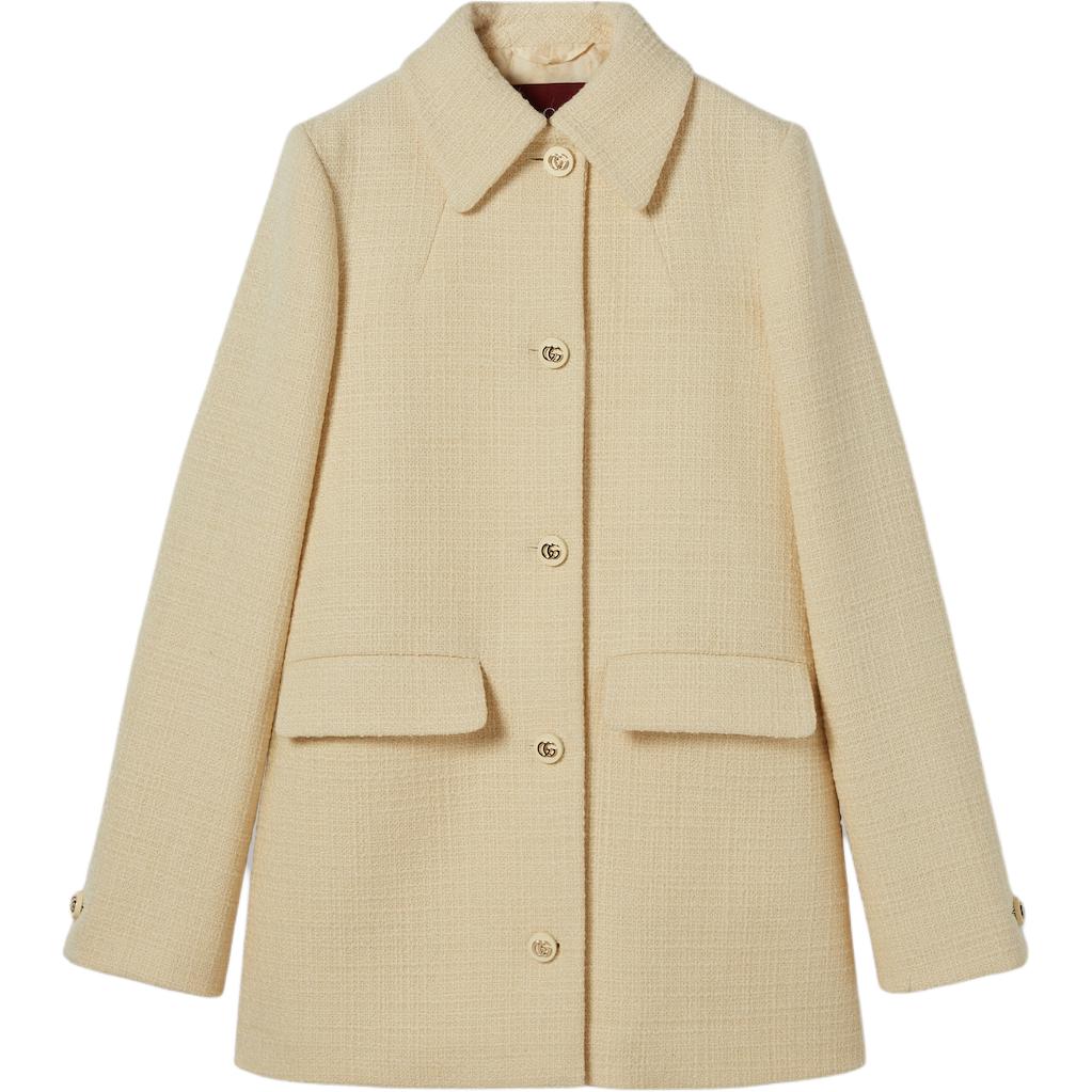 

GUCCI Текстурированное шерстяное твидовое пальто, Light Yellow