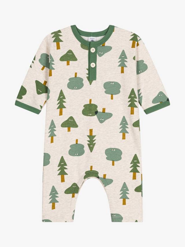 

Детское хлопковое флисовое боди с лесным принтом Petit Bateau, цвет Montelimar/Multi