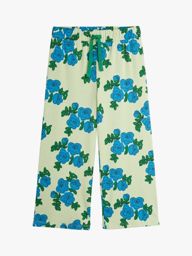 

Детские брюки прямого кроя с цветочным принтом Mini Rodini, Blue Roses