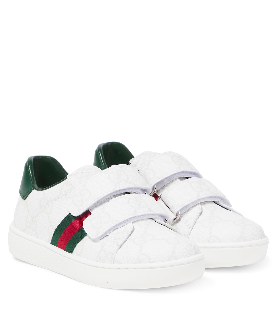 

Кожаные кроссовки Web Gucci Kids, White/ Grg/ Ten. Green