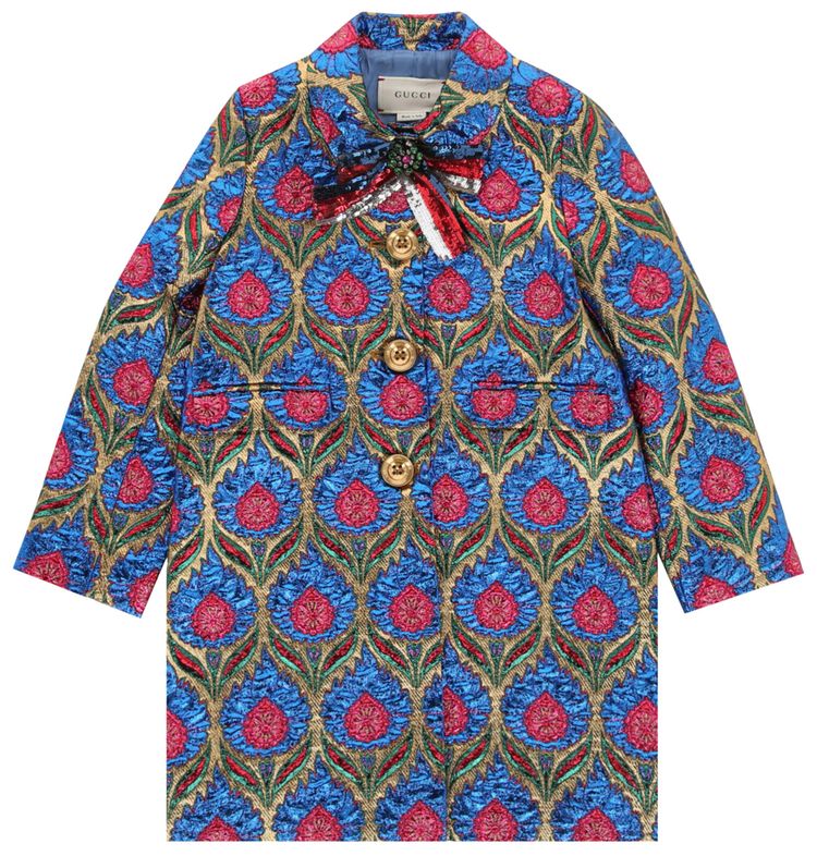 

Детское пальто Gucci с цветочным жаккардовым узором, разноцветное, мультиколор