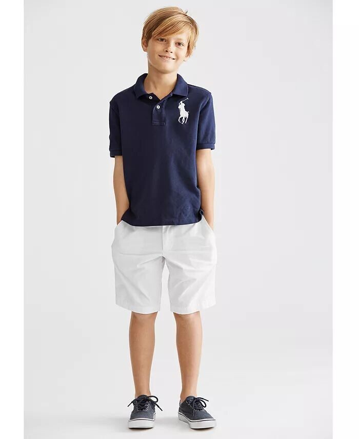 

Поло из хлопковой сетки для малышей, маленьких и больших мальчиков Polo Ralph Lauren, синий