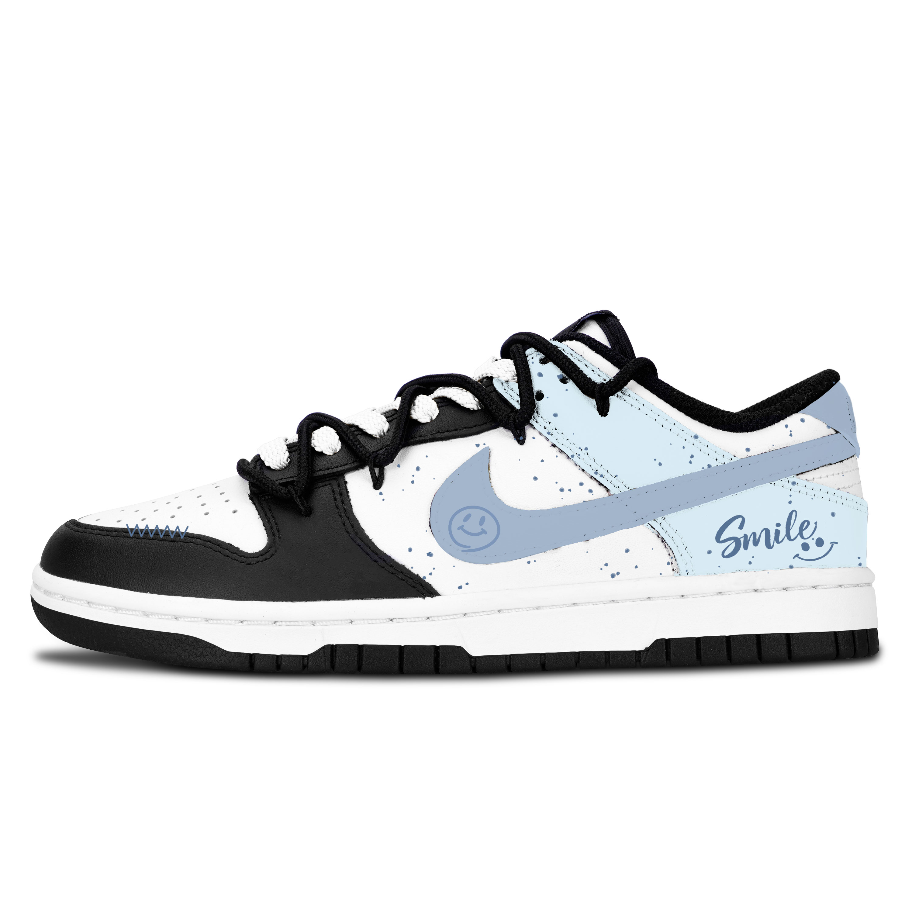 

Nike Dunk Black White, Light Blue Элегантные износостойкие низкие скейтбордные кроссовки унисекс синего цвета